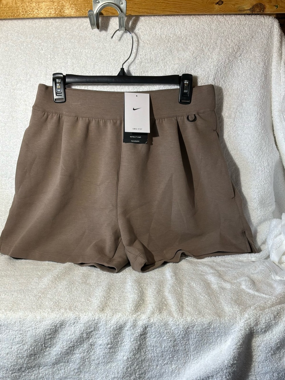 2.Nike Women’s Taupe High-Waist Athletic Shorts